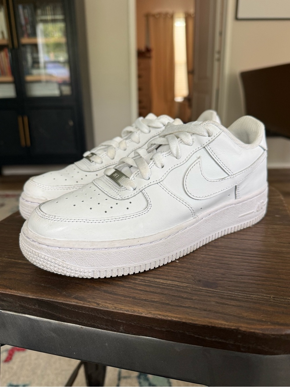 Nike Air Force 1 Low Triple White Sneakers Kids Youth Size 5Y